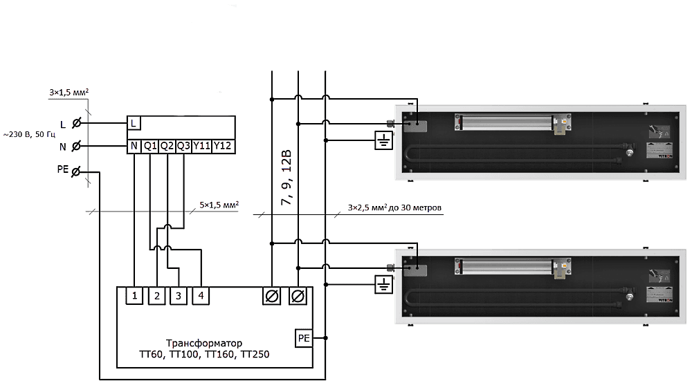 схема подключения конвектора