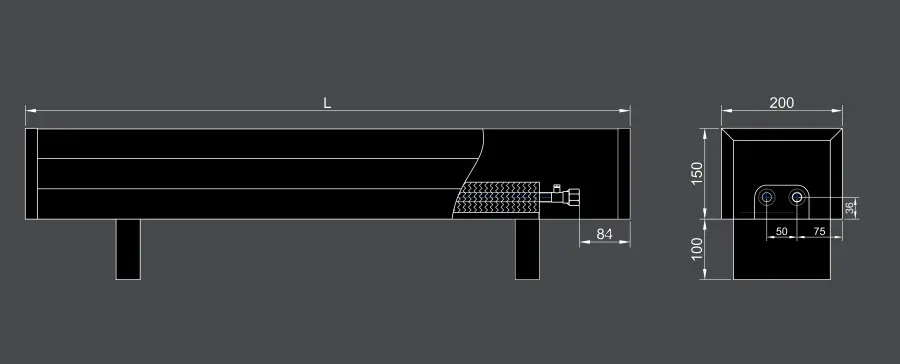 Floor mounted convector VKF 150 200 side connection