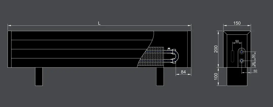 Floor mounted convector VKF 200 150 side connection