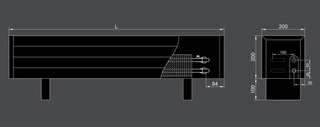 Floor mounted convector VKF 200 side connection